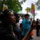 Sasha Johnson, of the Black Lives Matter movement, attends a protest at Hyde Park in London.